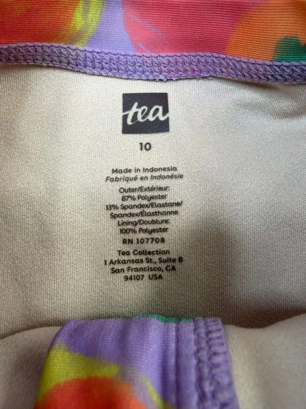 Tea Collection Girls Size 10 Tropical Floral Long Sleeve One Piece Rash Guard 10